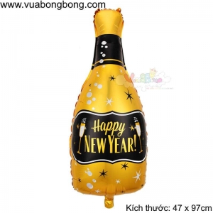 Bong bóng chai rượu happy new year mẫu 01